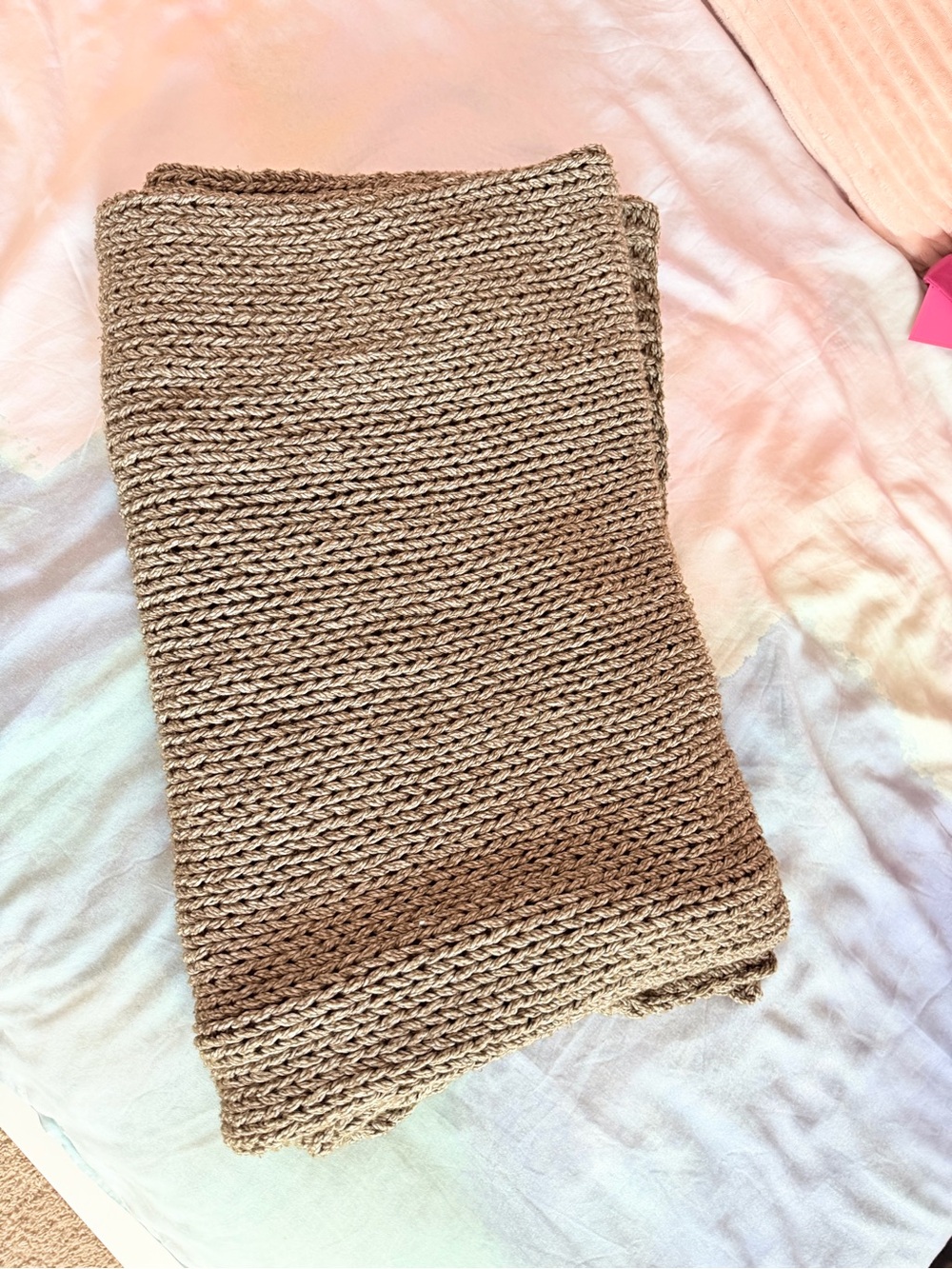 Handknit Chunky Taupe Scarf